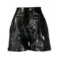 Chiara Ferragni Short cintura alta com efeito de pele de crocodilo - Preto