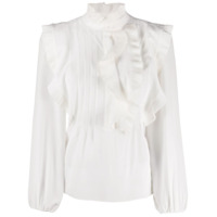 Chloé Blusa de seda com acabamento de babados - Branco