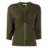 Chloé Blusa de tricô e lã com detalhe de cordão de ajuste - Verde