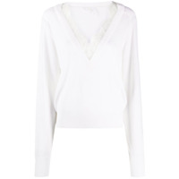 Chloé Blusa decote careca com aplicação de renda - Branco