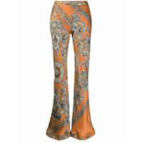 Chloé Calça flare com estampa paisley - Laranja