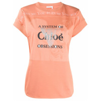 Chloé Camiseta com estampa de slogan e barra curvada - Laranja