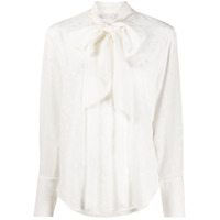 Chloé pussybow textured silk shirt - Branco