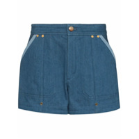 Chloé Short jeans com acabamento contrastante - Azul