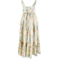 Chloé Vestido midi com estampa floral e amarração - Neutro