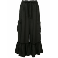 Cinq A Sept cropped ruffle hem trousers - Preto