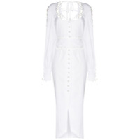 CLAN Vestido midi de algodão com detalhe de amarração - Branco