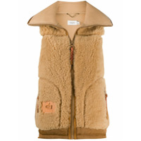 Coach Colete com patch de logo e pelos - Neutro