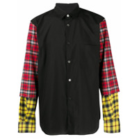 Comme Des Garçons Homme Plus Camisa com mangas xadrez - Preto