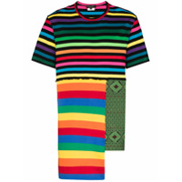 Comme Des Garçons Homme Plus Camiseta com patchwork e listras arco-íris - Estampado