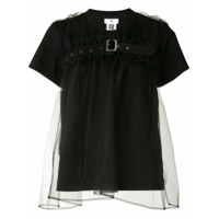 Comme Des Garçons Noir Kei Ninomiya Camiseta com sobreposição de tule e cinto - Preto