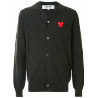 Comme Des Garçons Play Cardigan com aplicação de logo - Cinza