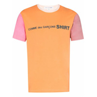 Comme Des Garçons Shirt Camiseta color block de algodão com logo - Laranja