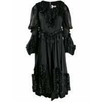 Comme Des Garçons Vestido com babados e aplicações - Preto