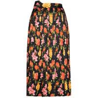 Commission Saia com pregas e estampa floral - Estampado