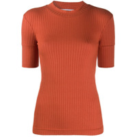 Courrèges Blusa canelada com mangas 3/4 - Laranja