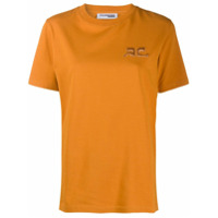 Courrèges Camiseta decote careca com logo bordado - Laranja