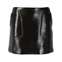 Courrèges Eyewear logo faux leather mini skirt - Marrom