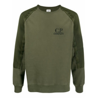 C.P. Company Moletom com logo e recortes contrastantes - Verde