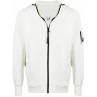 C.P. Company Moletom de algodão com zíper e capuz - Branco