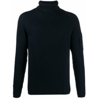 C.P. Company Suéter canelado com patch de logo - Azul