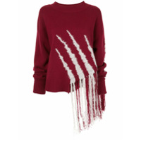 Dawei Suéter de tricô com franjas - Vermelho