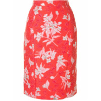 Delpozo floral jacquard pencil skirt - Vermelho