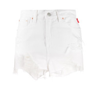 Denimist Short jeans com efeito destroyed - Branco