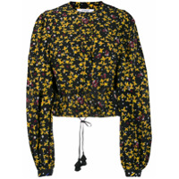 Derek Lam 10 Crosby Blusa floral cropped - BMU Black Multi
