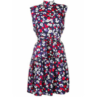 Derek Lam Vestido jacquard de seda com estampa Poppy e cinto - Azul