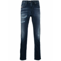 Diesel Calça jeans slim com efeito desbotado - Azul