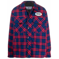 Diesel Camisa xadrez com patch de logo - Vermelho