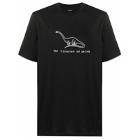 Diesel Camiseta com bordado de dinossauro - Preto