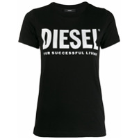 Diesel Camiseta com estampa de logo em PVC - Preto