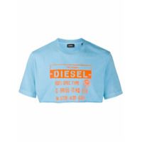 Diesel Camiseta cropped com estampa de logo - Azul