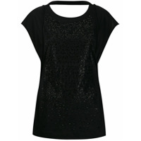 Diesel Camiseta decote arredondado com aplicação de cristal - Preto