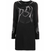 Diesel Camiseta mangas longas com aplicação de cristais - Preto