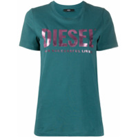 Diesel Camiseta slim com estampa de logo - Azul