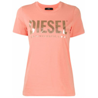 Diesel Camiseta slim com estampa de logo - Laranja