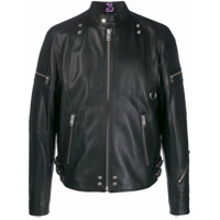 Diesel Jaqieta biker com zíper nos ombros - Preto