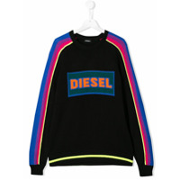 Diesel Kids Suéter color block com logo - Preto