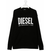 Diesel Kids TEEN intarsia knit logo jumper - Preto