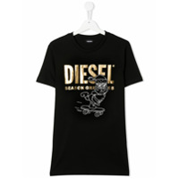 Diesel Kids TEEN logo Christmas T-shirt - Preto