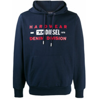 Diesel Moletom com capuz e estampa de logo - Azul