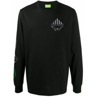 Diesel Moletom com estampa gráfica e acabamento canelado - Preto