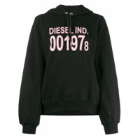 Diesel Moletom mangas longas com capuz e logo - Preto