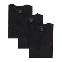 Diesel Pacote 3 camisetas com logo bordado - Preto