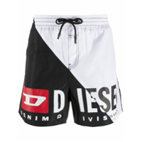 Diesel Short de natação com estampa de logo bicolor - Preto