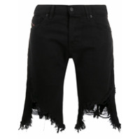 Diesel Short jeans com efeito destroyed - Preto