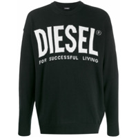 Diesel Suéter de tricô com padronagem - Preto